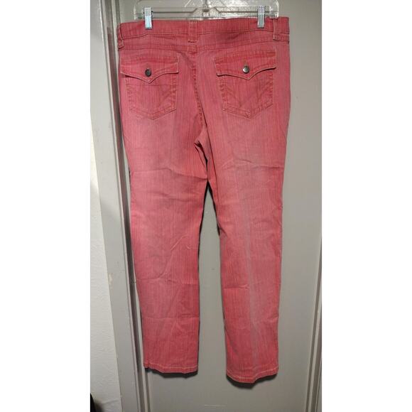 Mossimo Jeans Womens 17 Pink Denim Stretch Straight Leg Juniors Flap Pockets - Picture 1 of 6